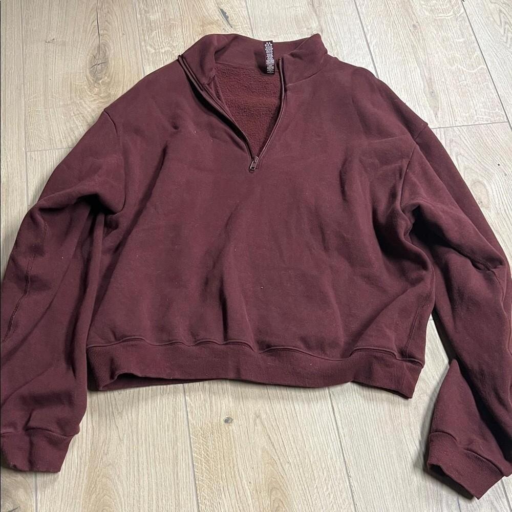 SKIMS Maroon Half-Zip Pullover